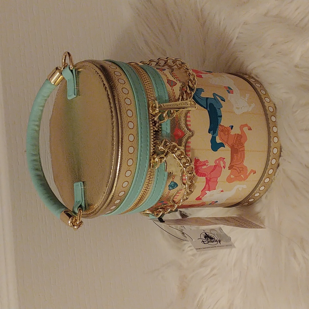 💝FIRM! NWT DISNEY PARKS LOUNGEFLY KING ARTHUR CAROUSEL CROSSBODY (LAST ONE)